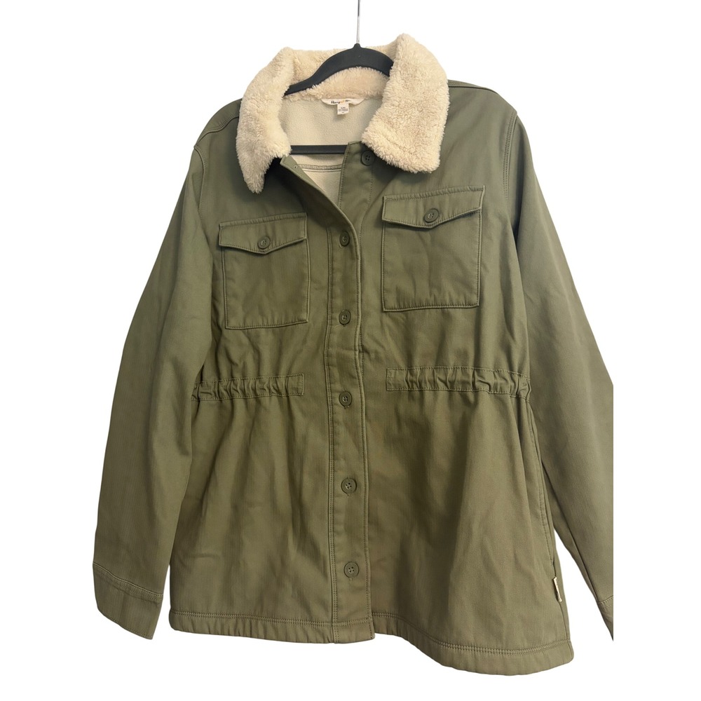 Hang Ten Utility Jacket XL Olive Green, Field Jacket, Sherpa Collar, Military